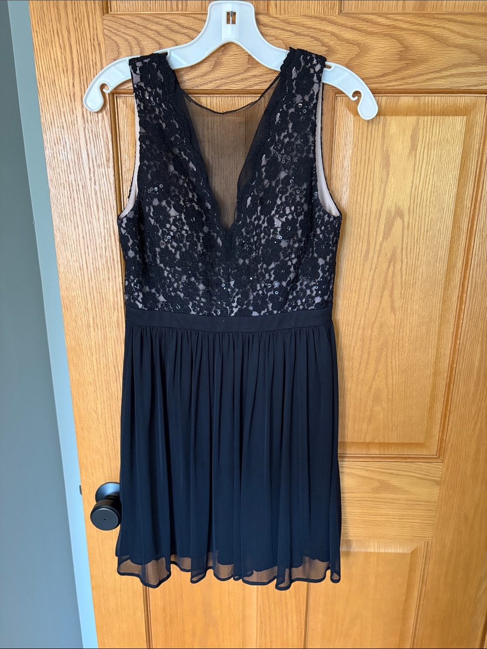 Morgan & Co. Black Lace V-Neck Mini Dress